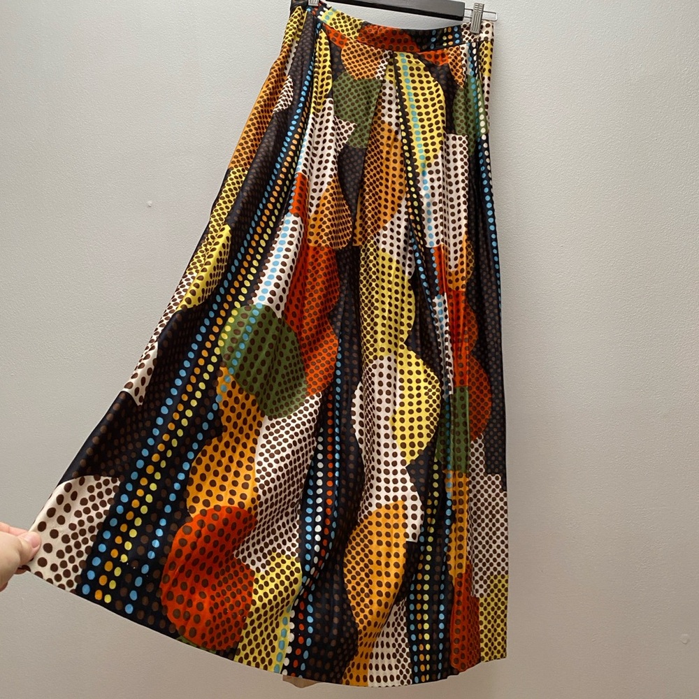 Vintage - Incredible 1970’s Maxi Dot Print Colourful Geometric Skirt by MALBE - Picture 3 of 14
